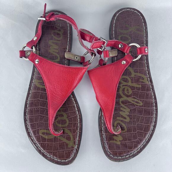 Sam Edelman Greta Pebbled Leather Flat Thong Sandals Women’s Size 6.5 - Picture 1 of 5